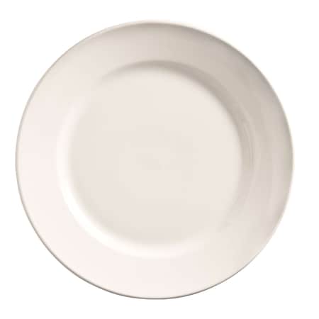 World Tableware Porcelana Rolled Edge 10.5" Bright White Wide Rim Plate, PK12 840-438R-10